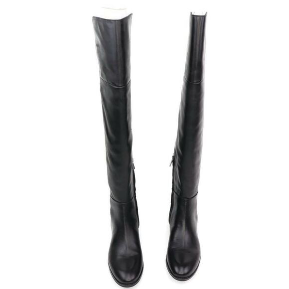 Sam Edelman Womens Pam Over The Knee Boots Black Almond Toe Leather Zip 6.5 M - Picture 2 of 12